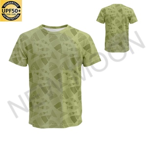 T-shirt camouflage noir à manches courtes en coton et polyester pour homme, idéal pour les sports de plein air - Product Image 2