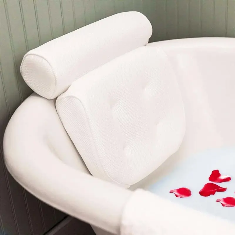 Malla de aire 3D para bañera, almohada de bañera transpirable para Spa, espalda y cuello, relajante, reposacabezas