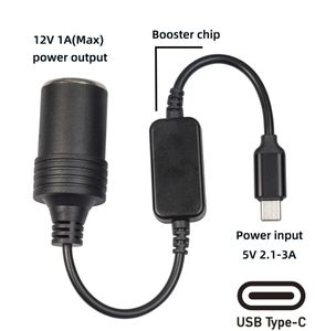 5V naar 12V converter voedingsadapter kabelverlenger <span class=keywords><strong>USB</strong></span> type C opladers naar sigarettenaansteker auto-accessoires - Product Image 2