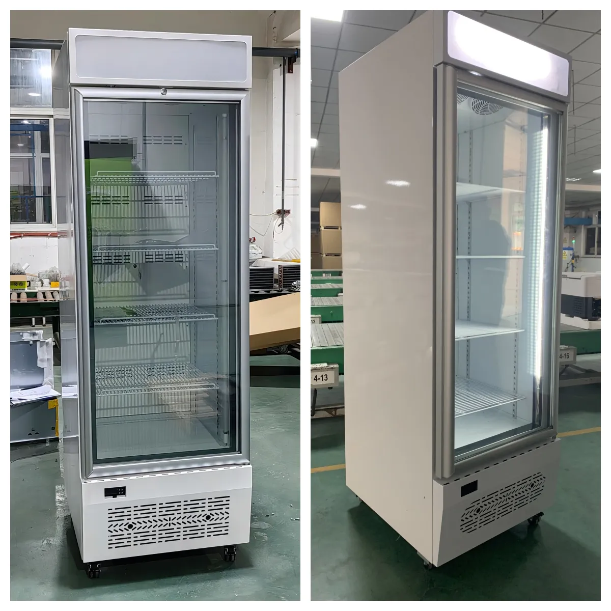 Réfrigérateur à crème glacée Kenkuhl à trois couches trempé personnalisé mince et porte en verre vertical réfrigérateur congélateur pour aliments surgelés