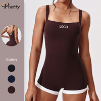 Combinaison de yoga sans couture personnalisable avec logo, pour femme, dos évidé, bretelles spaghetti, longueur intégrale, pour le sport