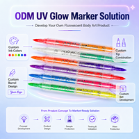 Marqueur UV personnalisé à double pointe pour tatouage temporaire, stylo fluorescent pour peinture corporelle de festival, fabricant ODM