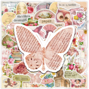 50 pièces Vintage rose Collage Graffiti autocollants pour ordinateur portable <span class=keywords><strong>livre</strong></span> décor esthétique ferraille <span class=keywords><strong>de</strong></span> papier mignon fille autocollant - Product Image 5