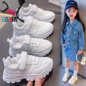 Calzado Deportivo Casual Ligero, Antideslizante y Cómodo para Niños, Unisex, con Cierre de Velcro, en PU y Malla, para Todas las Temporadas, Color Blanco, Novedad 2025 - Product Image 1