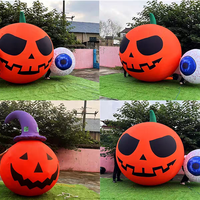 Décoration de bar d'Halloween : Citrouille gonflable, accessoires lumineux suspendus, fantômes lumineux, personnalisation de dessins animés grand format pour l'extérieur