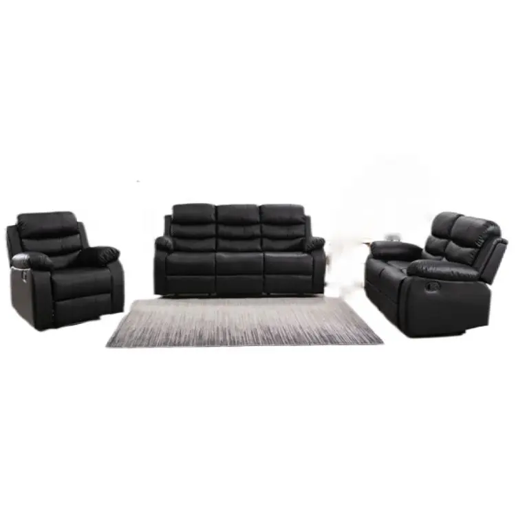 Functional Modern Style PVC Leather 321 seat Sectional Reclining sofa
