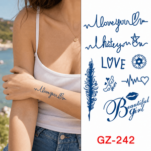 <span class=keywords><strong>Tatouage</strong></span> semi-permanent à base de jus d'herbes, imperméable, longue durée, motifs minimalistes, autocollants corporels pour femmes - Product Image 2