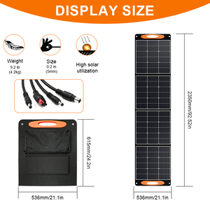 ชุดโซลาร์เซลล์พกพาแบบพับได้ 100w/120w/200w/400w พร้อมระบบกักเก็บพลังงานสำหรับใช้งานกลางแจ้ง - Product Image 2