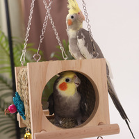 Petit nid d'oiseau toutes saisons nid d'herbe tissé à la main avec maison en bois hamac pour perroquet et nid d'oiseau