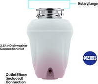 Broyeur de déchets alimentaires électrique domestique Javish JH-300B - Broyeur en acier inoxydable, moteur DC silencieux, 1 CV, garantie de 2 ans, fonctionnement continu