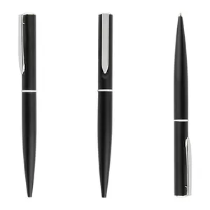 Light Weight Matte Black with Silver Metal Ball Point Pens Laser Custom LOGO for Cooperation Gift School Stationery PEN