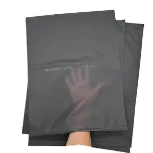 Özel logo T Shirt mayo Zip kilit giyim ambalaj çanta için buzlu siyah fermuarlı çantalar See Through