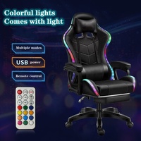 Chaise de jeu avec lumières LED et masseur lombaire rose, chaises de course, cadeira de jogos, silla gamer rgb rosa massage gaming chair