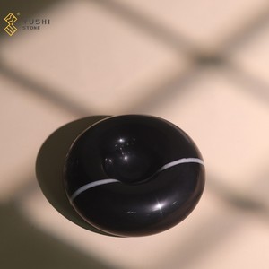 YUSHI di Design di lusso a forma di ciambella naturale <span class=keywords><strong>Nero</strong></span> Marquina in marmo <span class=keywords><strong>Nero</strong></span> porta incenso per l'arredamento della casa - Product Image 2