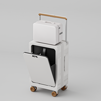 Valise à ouverture frontale 14/20 pouces, lot de 2, avec port de charge USB Type-C, sacoche pour ordinateur portable, roues silencieuses, serrure TSA, personnalisable