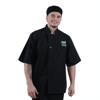 Veste de manteau de chef de cuisine uniforme de chef de restaurant à manches courtes noir professionnel