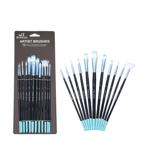 BOMEIJIA <b>Professional</b> 12pcs Wood Handle Nylon Hair Arts <b>Brush</b> Oil Watercolor Acrylic Painting /Artist <b>Paint</b> Set - Product Image 1