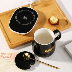 Business Mug Set Heizkissen Temperatur regel becher Smart Coffee Ceramic Mug Warmer mit benutzer definiertem Logo Hochzeits geschenk für Gäste - Product Image 5