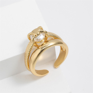 Anneaux de mode en or plaqué, simples, à double couche, ouverts, hautement polis, réglables, en forme de cœur, de la marque Rakol ZPR1037 - Product Image 3