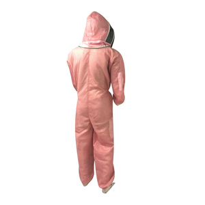 Combinaison de travail rose en polyester avec capuche, fermeture éclair intégrale, multiples poches, respirante, unisexe, vente en gros - Product Image 4