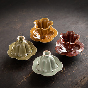 Juego de Taza y Platillo de Cerámica China Tradicional, Forma Irregular, para Té de la Tarde, Origen Dehua - Product Image 4