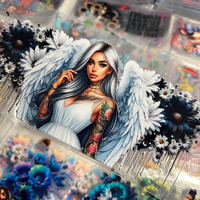 Adesivi UV DTF con Citazioni Ispiratrici, Motivo Floreale Teal, Decorazioni Fai-da-Te, Adesivi Personalizzati per Bicchieri e Tazze
