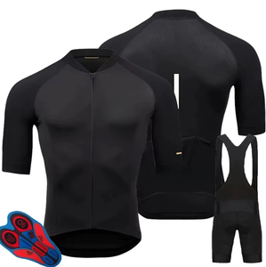 2026NEW Ensemble de maillots de cyclisme pour hommes personnalisés Short à bretelles respirant à manches courtes en noir sans quantité minimale de commande Vêtements de cyclisme pour hommes - Product Image 5