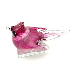Art Glass Bird Figurine Handmade Blown Glass Crystal Paperweight Home Table Ornament Decor