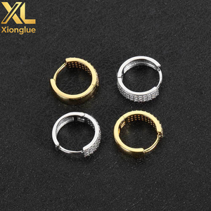 Pendientes de Diamantes de Imitación Personalizados Estilo Hip Hop para Mujer Veromca, Pendientes de Circonita Cúbica Doble Chapados en Oro de 18K - Product Image 5