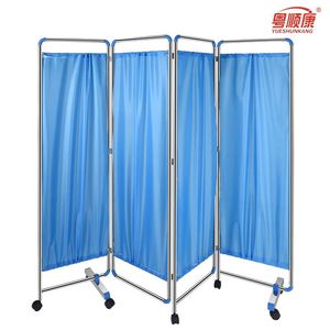 Biombo Médico Plegable de Acero Inoxidable Azul de 4 Paneles con Ruedas para Consultorio de Hospital o Clínica - Product Image 5