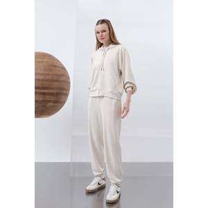 Pantalones de Punto con Cintura Elástica y Bolsillos para Mujer, Color Beige, 32179PNT - Product Image 5