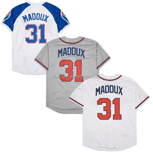 Maillot de baseball de meilleure qualité cousu sur mesure #31 Maddux American Throwback épais - Product Image 1