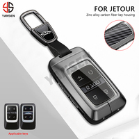 Boîtier de protection haut de gamme en fibre de carbone et alliage de zinc pour clé de voiture Jetour Zongheng G700 T1 T2 avec porte-clés