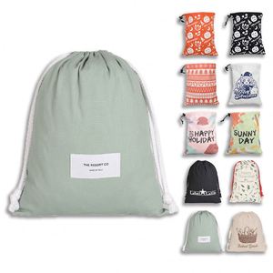 Pochette multifonctionnelle personnalisée HighKingDouble Cord, sac à chaussures en coton coloré teint, sacs en tissu à cordon personnalisés pour l'emballage - Product Image 1