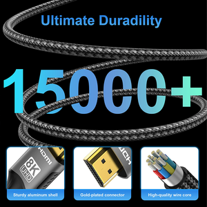 Tendance nouveau câble d'accessoires informatiques <span class=keywords><strong>HDMI</strong></span> 2.1 2.2 câble vidéo <span class=keywords><strong>HDMI</strong></span> Ultra haute vitesse 8k 4k 48gbps plaqué or HD 3D <span class=keywords><strong>HDMI</strong></span> - Product Image 3