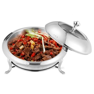 Suministros para Restaurantes y Hoteles, Recipiente para Calentar Comida de Acero Inoxidable <span class=keywords><strong>Dorado</strong></span> y Plateado con Tapa, Redondo, Capacidad de 2L, Calentador de Buffet para Comida Rápida - Product Image 4