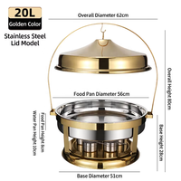 Chauffe-Plats Professionnel de Luxe 20L à Alimentation au Gaz, en Acier Inoxydable de Haute Qualité, pour Buffets et Traiteurs