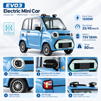 Voiture électrique miniature à quatre roues EV03, batterie 72V 58Ah, moteur 1500W, véhicule électrique à énergie nouvelle, véhicules électriques pour passagers adultes