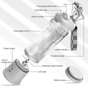 Sallar ve Shakes için 24OZ taşınabilir kişisel çalkalayıcı <span class=keywords><strong>Blender</strong></span> 150 Watt şarj edilebilir USB 600ml <span class=keywords><strong>Blender</strong></span> sıkacağı <span class=keywords><strong>Blender</strong></span> taşınabilir - Product Image 4