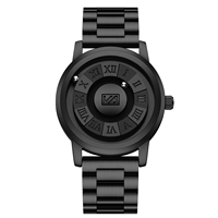 Reloj de Pulsera para Hombre Personalizado con Correa de Acero Inoxidable, Esfera Azul, Fuerza Magnética, Movimiento Japonés, Esfera sin Espejo