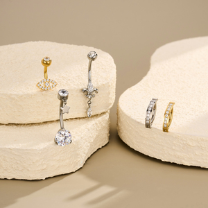 टॉपश बॉडी भेदी आभूषण सेट डीवीडी सोने का टाइटेनियम पेट बटन, महिलाओं के लिए सोने का टाइटेनियम पेट बटन, महिलाओं के लिए - Product Image 3