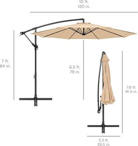 Parasols de patio avec base incluse, abat-jour en polyester à réglage d'inclinaison facile, 8 nervures pour l'emballage de vente par correspondance dans l'arrière-cour - Product Image 3