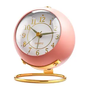 European Style Creative Silent Table Desk Clock Alarm Clock with Night Light Analog Children Alarm Clock