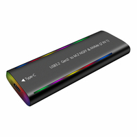 Penjualan Langsung Pabrik OEM M.2 SATA/NVME PCIe Aluminium SSD Enclosure dengan Kapasitas 4TB Lampu RGB Warna-warni Garansi 12 Bulan