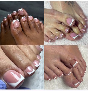 LOGO OEM 150 pièces Faux ongles d'orteil à presser, faits main, rose naturel, marron, formes larges, avec guide - Product Image 2