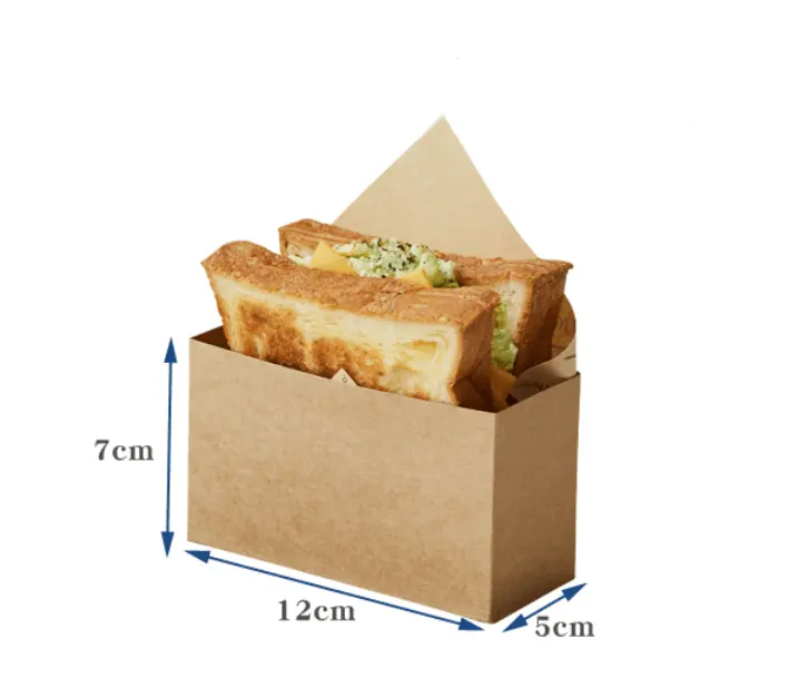 Tùy chỉnh Kraft hộp bánh sandwich Takeaway bao bì hộp ăn sáng bánh mì tráng miệng bánh bọc Pastry Giấy Chủ Hamburger hộp thực phẩm