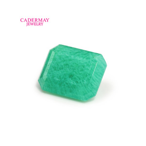 Creamy Emerald Rectangular Beveled Lab Created Gemstone For Jewelry Making - Product Image 2
