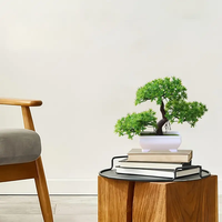 Arbre bonsaï artificiel réaliste dans un pot blanc, feuillage vert vif, plastique durable, parfait pour la décoration intérieure, utilisation en intérieur/extérieur