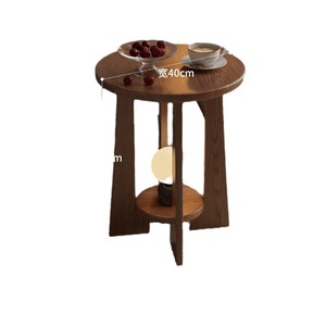 Modern Minimalist Solid Wood Coffee Table Double Layer Round Side Table For Living Room <b>Sofa</b> Storage Design - Product Image 5