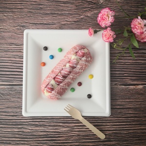 แผ่นกระดาษสี่เหลี่ยมขนาด10นิ้วทรงสี่เหลี่ยมพร้อมช่องใส่ถุง,จานอาหารเย็นแบบจีนชุดจานสี่เหลี่ยมแบบย่อยสลายได้กำหนดเอง - Product Image 2